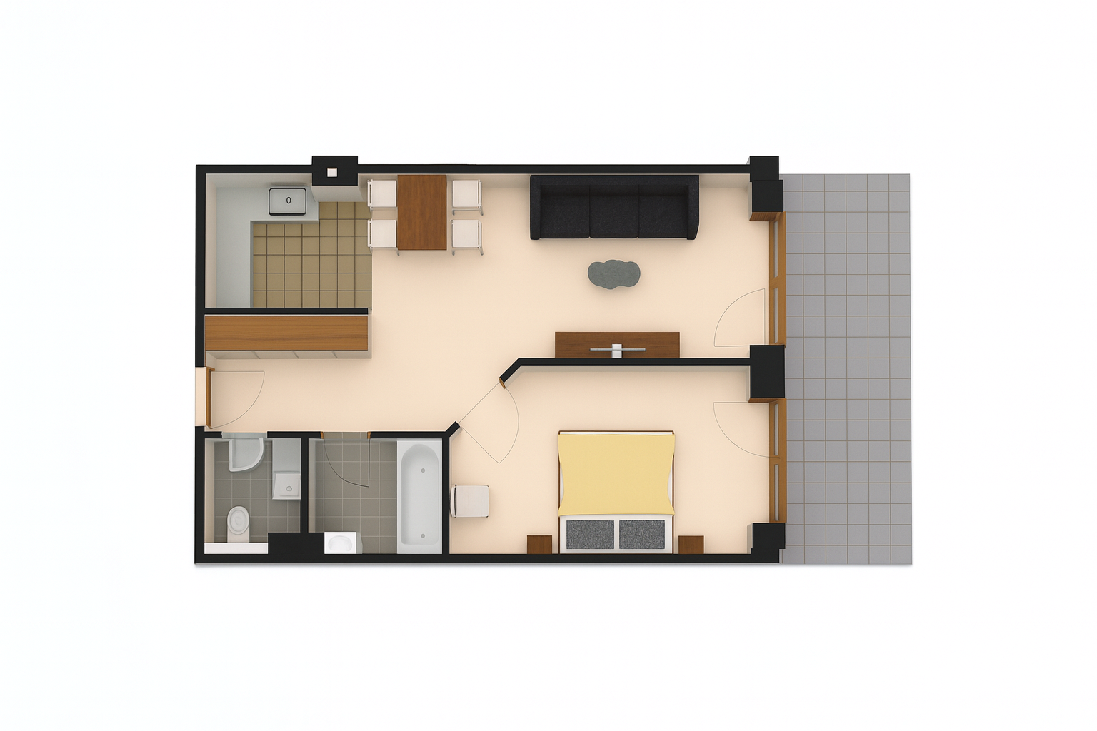 dvojizbovy apartman_3D vizual