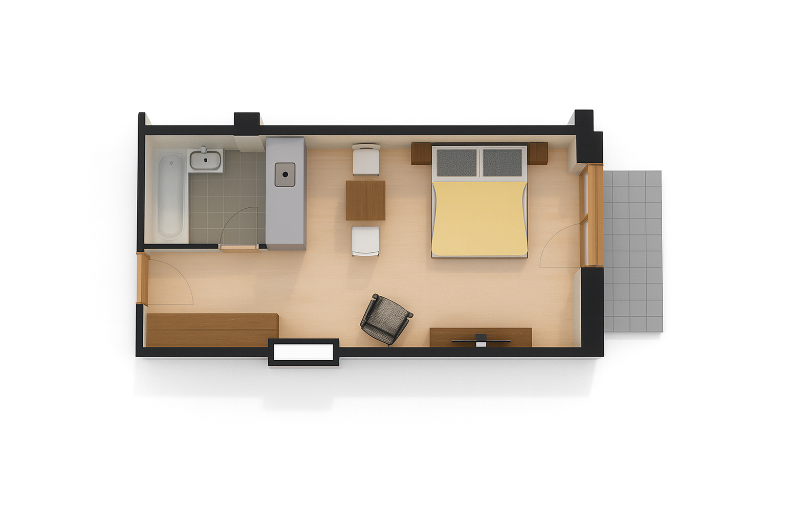 jednoizbovy apartman_3D vizual